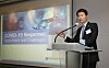 Vice Health and Welfare Minister Kim Gang-lip relays the Korean government's outlook for the Covid-19 pandemic to an international audience of foreign ambassadors and financial leaders Wednesday during this year's Korea Economic Forum, hosted by the Korea JoongAng Daily at the Millennium Hilton Hotel Seoul in Jung District, central Seoul. [PARK SANG-MOON]