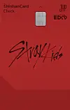 Shinhan Card released two debit cards in collaboration with K-pop agency JYP Entertainment, according to the credit card company on Monday. Above is the debit card designed after JYP's boy band Stray Kids. [SHINHAN CARD]