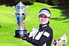 Park Min-ji poses with the NH Investment & Securities Ladies Championship trophy after winning the event at Suwon Country Club in Yongin, Gyeonggi on May 15, 2022. [YONHAP]