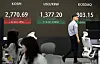 A screen in Hana Bank's trading room in central Seoul shows the Kospi closing at 2,770.69 points on Wednesday, up 1.19 percent, or 32.50 points, from the previous trading session. [NEWS1]