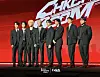 Stray Kids members pose for photos at the press conference for the release of their latest EP, 'ATE,' in western Seoul on July 19. [DANIELA GONZALEZ PEREZ]