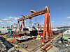A Goliath crane, approximately the height of a 36-story apartment building, at HD Hyundai Heavy Industries shipyard in Ulsan [HD HYUNDAI]