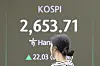 A screen in Hana Bank's trading room in central Seoul shows the Kospi opening on Wednesday. [YONHAP]