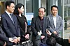 A relative of a late victim of Japan's wartime forced labor speaks to reporters in front of Gwangju District Court after winning a damages suit on Thursday. [YONHAP]