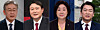 From left, Democratic Party’s Lee Jae-myung, People Power Party’s Yoon Seok-youl, Justice Party’s Sim Sang-jeong and People’s Party’s Ahn Cheol-soo are expected to face off in a four-way race for the presidential election next March. [YONHAP]