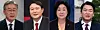 From left, Democratic Party’s Lee Jae-myung, People Power Party’s Yoon Seok-youl, Justice Party’s Sim Sang-jeong and People’s Party’s Ahn Cheol-soo are expected to face off in a four-way race for the presidential election next March. [YONHAP]