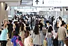 Gimpo International Airport's domestic terminal is crowded with travelers on June 3. [YONHAP]