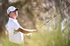 Kim Si-woo plays his shot from the ninth tee during the third round of the Shriners Children's Open at TPC Summerlin in Las Vegas, Nevada on Oct. 08, 2022. [AFP/YONHAP]