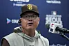 San Diego Padres manager Mike Shildt attends a news conference at Gocheok Sky Dome in western Seoul on Saturday. [AP/YONHAP]