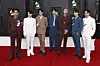 BTS attends the 64th annual Grammy Awards at the MGM Grand Garden Arena in Las Vegas in April 3, 2022. [EPA/DAVID SWANSON]
