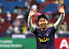 Tottenham Hotspur's Son Heung-min cheers to fans after the preseason friendly soccer match between Tottenham Hotspur and Leicester City was cancelled due to an unplayable pitch at Rajamangala National Stadium in Bangkok on July 23. The match was cancelled after heavy rain made the pitch unplayable.  [EPA/YONHAP]