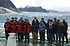 Matthias Forwick, back row center, professor of marine geology and head of Department of Geoscience at the Arctic University of Norway in Tromso, and Nam Seung-il, on his left in the first row, principal investigator of research on Arctic paleoceanography and Svalbard fjords at the Korea Polar Research Institute, during an expedition in Magdalenefjorden on July 31, 2022 [NAM SEUNG-IL]