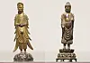 This composite file photo shows the Gilt-bronze Standing Bodhisattva, left, and the Gilt-bronze Standing Buddha, two high-value ancient statues previously owned by the Kansong Art and Culture Foundation that failed to win any bids at an auction held in July. The state-run National Museum of Korea recently purchased the two rare Buddhist treasures. [K AUCTION]