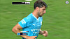 Manchester City's Ruben Dias reacts after scoring a goal during a preseason game against Atletico Madrid at Seoul World Cup Stadium in western Seoul on Sunday. [ONE FOOTBALL]