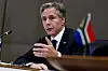 U.S. Secretary of State Antony Blinken speaks in a meeting in South Africa Monday. The U.S. Department of State and Treasury Department announced new sanctions on virtual currency mixer Tornado Cash Monday. [REUTERS/YONHAP]