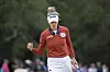 Nelly Korda reacts after sinking a birdie putt on the 17th green during the final round of the LPGA Pelican Women's Championship golf tournament at Pelican Golf Club on Sunday in Belleair, Florida. [AP/YONHAP]