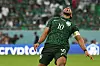 Saudi Arabia's midfielder Salem Al-Dawsari reacts after missing a shot at goal during the Qatar 2022 World Cup Group C football match between Poland and Saudi Arabia at the Education City Stadium in Al-Rayyan, west of Doha on Nov. 26. [AFP/YONHAP]
