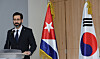 Claudio Raul Monzon Baeza, the first Cuban ambassador to Korea, speaks during the opening ceremony of the Cuban Embassy in central Seoul on June 10. [YONHAP]