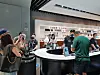 People browse Samsung Electronics' Galaxy Z Flip 3 and Z Fold 3 at the company's experience store in Singapore. [SAMSUNG ELECTRONICS]