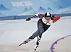 Kim Min-sun in action during the women's speed skating 500-meter race at the Beijing 2022 Olympic Games in Beijing on Sunday. [EPA/YONHAP]