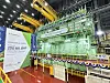 A ceremony takes place to mark production surpassing a cumulative total of 200 million brake horsepower (BHP) in marine engine capacity for the first time in the world, at Hyundai Heavy Industries in Ulsan. [HD HYUNDAI]