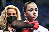 Figure skater Kamila Valiyeva, right, of Russia and coach Eteri Tutberidze are seen after the women's free skating programme at the Capital Indoor Stadium at the 2022 Winter Olympic Games on Feb. 17. [REUTERS/YONHAP]