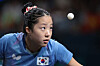 Shin Yu-bin of South Korea in action during the match against Chen Meng of China at the Paris Arena in Paris on Friday. [YONHAP]