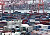 Containers are stacked at Busan Port on Thursday. [NEWS1]