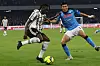 Juventus' midfielder Moise Kean, left, and Napoli defender Kim Min-jae in action during a Serie A match at the Stadio Diego Armando Maradona in Naples on Friday. [EPA/YONHAP]