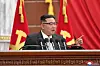 Kim Jong-un speaks at a plenary meeting of the ruling Workers' Party of Korea on Jan. 1, raising the need to exponentially increase the number of its nuclear arsenal. [KOREAN CENTRAL NEWS AGENCY]
