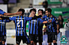 Incheon United players celebrate after scoring a winner during their match against Busan IPark at Incheon Football Stadium in Incheon on Oct. 24. [YONHAP]