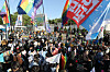Members of the Rainbow Action Against LGBT Discrimination hold a protest in front of the Yongsan presidential office on Saturday. [NEWS1]