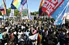 Members of the Rainbow Action Against LGBT Discrimination hold a protest in front of the Yongsan presidential office on Saturday. [NEWS1]