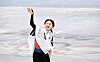 Choi Min-jeong celebrates after winning the gold medal in the women's 1,500-meter final at Capital Indoor Stadium in Beijing on Feb. 16. [XINHUA/YONHAP]
