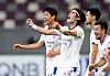 Suwon Samsung Bluewings players celebrate after picking up a win against Yokohama F Marinos at Khalifa International Stadium in Doha, Qatar, on Monday. [REUTERS/YONHAP]