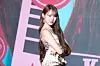 Kiiras’ Kurumi poses for photos during a showcase for the release of the EP, “KILL MA BO$$,” at the Ilchi Art Hall in Gangnam District, southern Seoul, on June 9. [DANIELA GONZALEZ PEREZ]