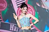 Kiiras’ Harin poses for photos during a showcase for the release of the EP, “KILL MA BO$$,” at the Ilchi Art Hall in Gangnam District, southern Seoul, on June 9. [DANIELA GONZALEZ PEREZ]