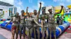 Visitors wave at the camera at the Boryeong Mud Festival in Boryeong, South Chungcheong. [BAEK JONG-HYUN]