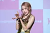 Kiiras’ Doyeon poses for photos during a showcase for the release of the EP, “KILL MA BO$$,” at the Ilchi Art Hall in Gangnam District, southern Seoul, on June 9. [DANIELA GONZALEZ PEREZ]