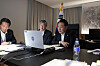 South Korean President Yoon Suk Yeol speaks at a National Security Council meeting convened at 5:45 a.m. on Wednesday in Vilnius, Lithuania in response to the long-range missile launch by North Korea. Yoon is attending the annual NATO summit in Vilnius as an observer.