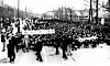 The picture taken in 1960 shows people chanting slogans during the April 19 Revolution, a historic student-led pro-democracy movement that year. [CULTURAL HERITAGE ADMINISTRATION]