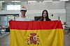 Students from the University of Málaga, studying as exchange students at Incheon National University, hold the Spanish flag. [INCHEON NATIONAL UNIVERSITY]