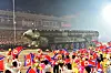 A Hwasong-18 solid-fuel intercontinental ballistic missile is seen in this photo of a nighttime military parade in Kim Il Sung Square in downtown Pyongyang on Thursday that was later released by the North's state-controlled Korean Central News Agency on Friday. [YONHAP]