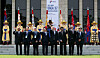 Minister of Land, Infrastructure and Transport Won Hee-ryong, fourth from left, poses with major delegates including International Civil Aviation Organization (ICAO) President Salvatore Sciacchitano, fourth from right, at Paradise City, Incheon, on Monday, for the ICAO’s 57th Conference of Directors General of Civil Aviation Asia and Pacific Regions which kicked off in Incheon. It is the first time in 21 years for Korea to host the biggest aviation conference in the Asia Pacific region. Won in the opening speech said he hopes that the conference will serve as an opportunity for the global aviation industry to rebound. As Covid-19 has been calming down and countries lower their boarder regulations, the aviation industry has been seeing a surge in international flight demand. The conference will last through Friday. This is the fourth time for Korea to host the conference. Delegates from 41 countries including Hong Kong and Macao is attending this year’s conference. [YONHAP]