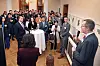 British Ambassador to Korea Colin Crooks, right, addresses diplomats, reporters, officials and businesspeople gathered at the British diplomatic residence in Seoul to celebrate the 140th anniversary of British-Korean diplomatic ties on Tuesday. [PARK SANG-MOON]