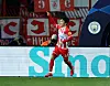 Red Star Belgrade's Hwang In-beom celebrates scoring against Manchester City at Rajko Mitic Stadium in Belgrade, Serbia on Wednesday. [REUTERS/YONHAP]