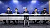 Bank of Korea Deputy Gov. Lee Jong-ryeol, center, speaks at a press conference held to discuss Korea’s financial stability in central Seoul on Thursday. [YONHAP]