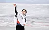 Choi Min-jeong celebrates after winning the gold medal in the women's 1,500-meter final at Capital Indoor Stadium in Beijing on Feb. 16. [XINHUA/YONHAP]