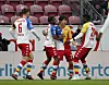 Lee Jae-sung, center, celebrates after scoring the opening goal during a Bundesliga match between FSV Mainz 05 and FC Augsburg in Mainz, Germany on Saturday. [AP/YONHAP]