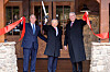 Pastor Kim Jang-hwan, known as Billy Kim, center, chairman of Far East Broadcasting Company, and former U.S. Vice President Mike Pence, left, attend the dedication ceremony for the newly named 'Billy Kim Hall' at the Billy Graham Library in Charlotte, North Carolina, on Dec. 14, 2022. [YONHAP]
